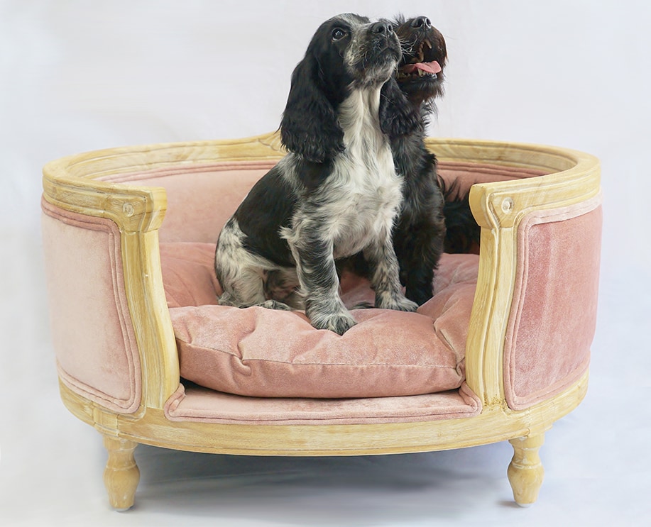 Pink velvet dog bed